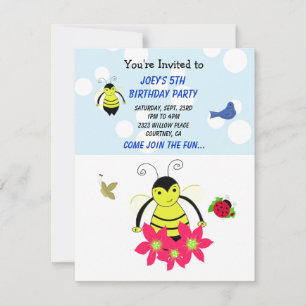 Whimsical Bumble Bee Birthday Party Einladung