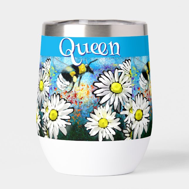 Whimsical Bumble Bee in Daisies Personalisiert (Rückseite)