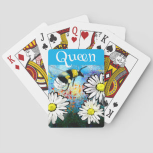 Whimsical Bumble Bee in Daisies Personalisiert Spielkarten