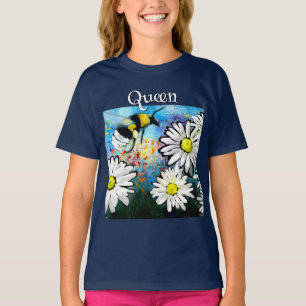 Whimsical Bumble Bee in Daisies Personalisiert T-Shirt