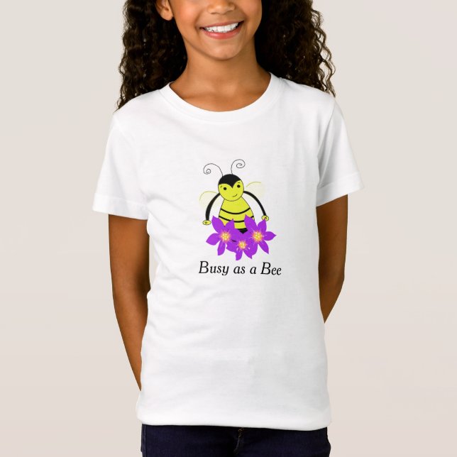 Whimsical Bumble Bee mit Blume T-Shirt (Vorderseite)