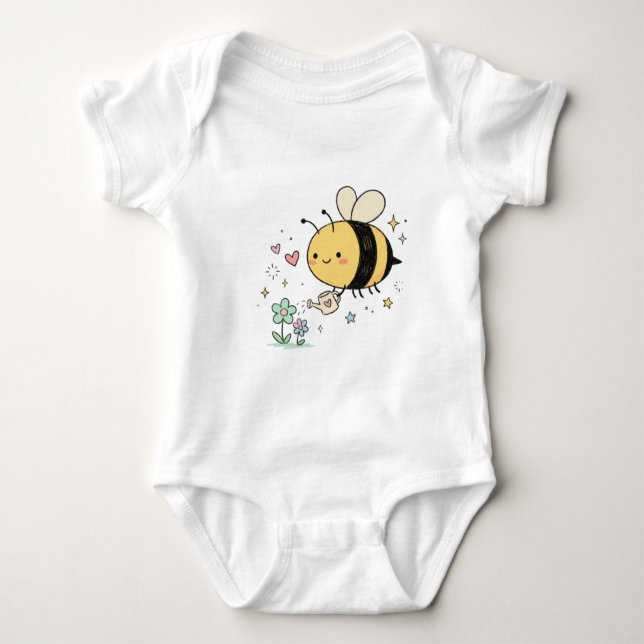  Whimsical Bumblebee baby Plant Moms Baby Strampler (Vorderseite)