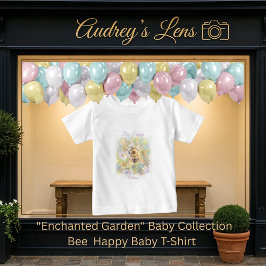 Whimsical Bumblebee & Wildflowers "Bee Happy" Baby T-shirt