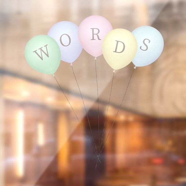 Whimsical Bunch von 5 pastellfarbenen Balloons ben Fensteraufkleber (Blatt 2)