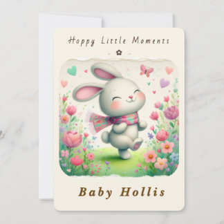 Whimsical Bunny Baby Shower Invitation Soft Floral Einladung