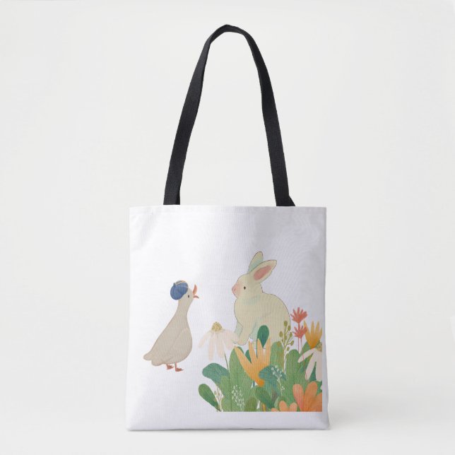 Whimsical Bunny & Bird in Bloom - Niedlicher Frühl (Vorderseite)