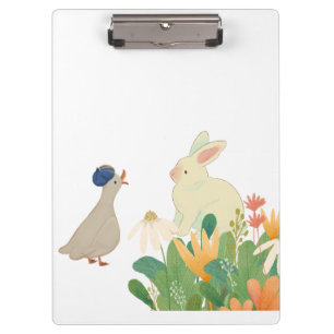 Whimsical Bunny & Bird in Bloom - Niedlicher Frühl Klemmbrett