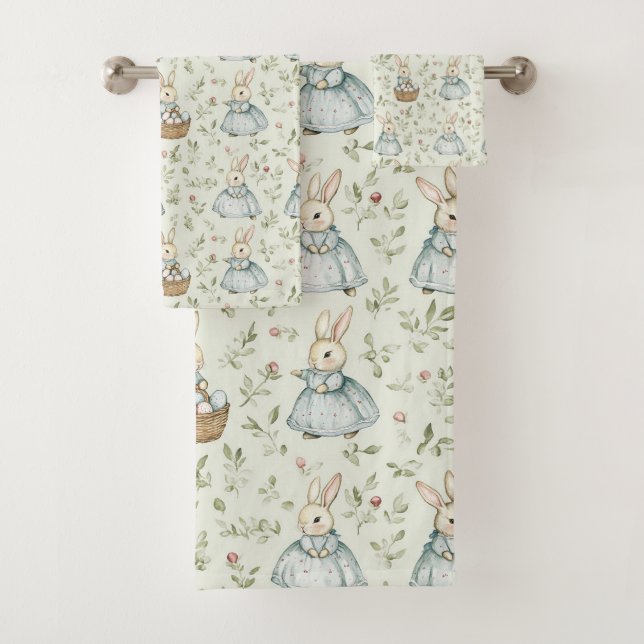 Whimsical Bunny Bliss Osterfest Badhandtuch Set (Insitu)