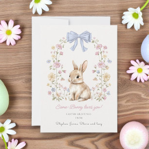Whimsical Bunny Floral Ostern Gruß Feiertagskarte