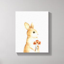 Whimsical Bunny Floral Woodland Kinderzimmer Dekor Leinwanddruck