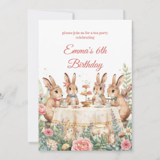 Whimsical Bunny Garden Tea Party Birthday Einladung