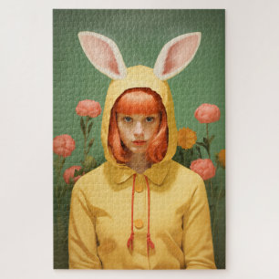 Whimsical Bunny Hooded Girl Puzzle