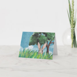 Whimsical Bunny in Field Notecards - Digital Illus Karte