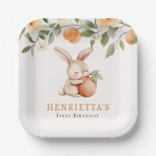 Whimsical Bunny Pfirsichgarten-Baby-Party Pappteller