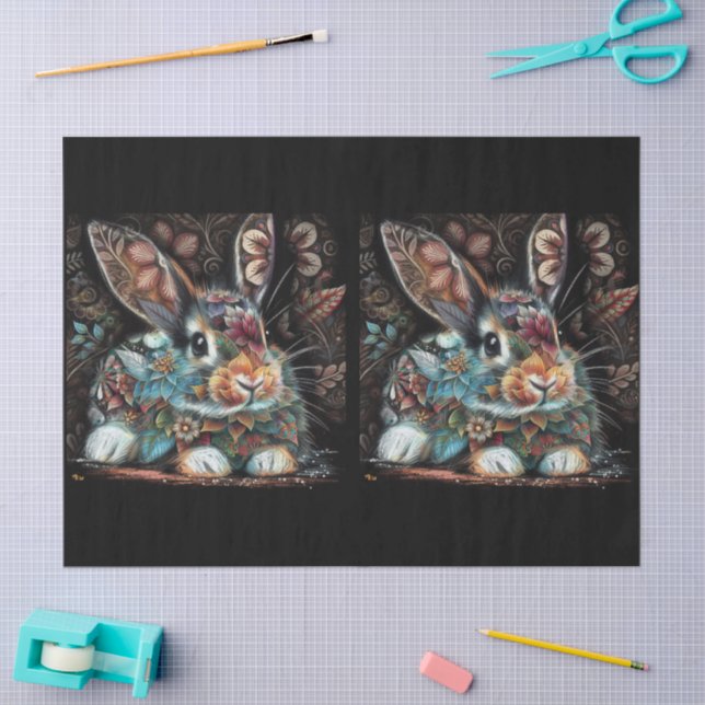 Whimsical Bunny Rabbit Abstrakte Decoupage Seidenpapier (Basteln)