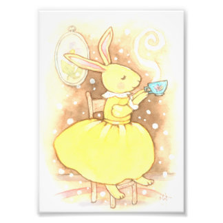 Whimsical Bunny Rabbit Cup of Tea Illustration Fotodruck