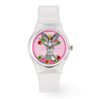 Whimsical Bunny Rabbit Niedlich Personalisiert Armbanduhr