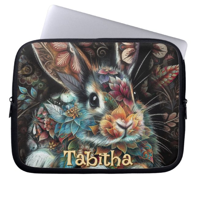 Whimsical Bunny Rabbit Personalisiert Laptopschutzhülle (Vorderseite)