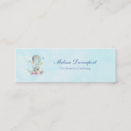 Whimsical Bunny Riding in einem Heißluftballon Mini Visitenkarte