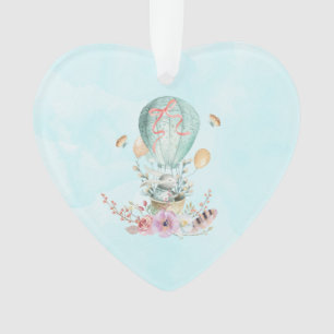 Whimsical Bunny Riding in einem Heißluftballon Ornament