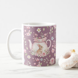 Whimsical Bunny Teapot Floral Spring Kaffeetasse