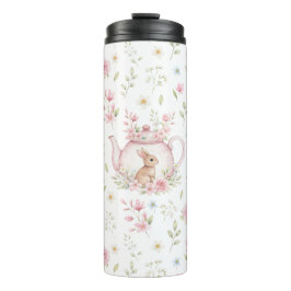 Whimsical Bunny Teapot Floral Spring Thermosbecher