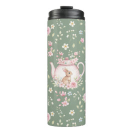 Whimsical Bunny Teapot Floral Spring Thermosbecher