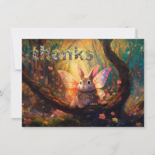 Whimsical Bunny verzaubert Wald Dankeskarte