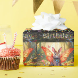 Whimsical Bunny verzaubert Wald glücklich Geburtst Geschenkpapier