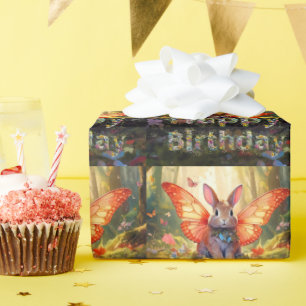 Whimsical Bunny verzaubert Wald glücklich Geburtst Geschenkpapier