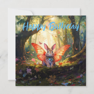 Whimsical Bunny verzaubert Wald glücklich Geburtst Karte