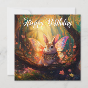 Whimsical Bunny verzaubert Wald glücklich Geburtst Karte
