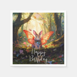 Whimsical Bunny verzaubert Wald glücklich Geburtst Serviette