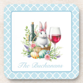 Whimsical Bunny & Wine Design Hartkunststoff Unter Getränkeuntersetzer