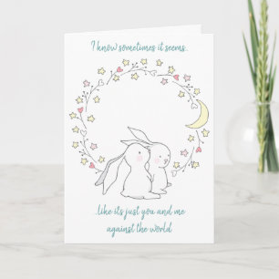 Whimsical Bunny You and Me Romantic Karte
