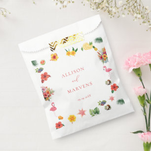 Whimsical Bunt Lustig Tropische Flamingle-Hochzeit Geschenktütchen