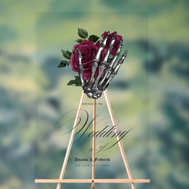 Whimsical Burgundy Bloral Gothic Wedding Elegance Acrylschild (Neutral)