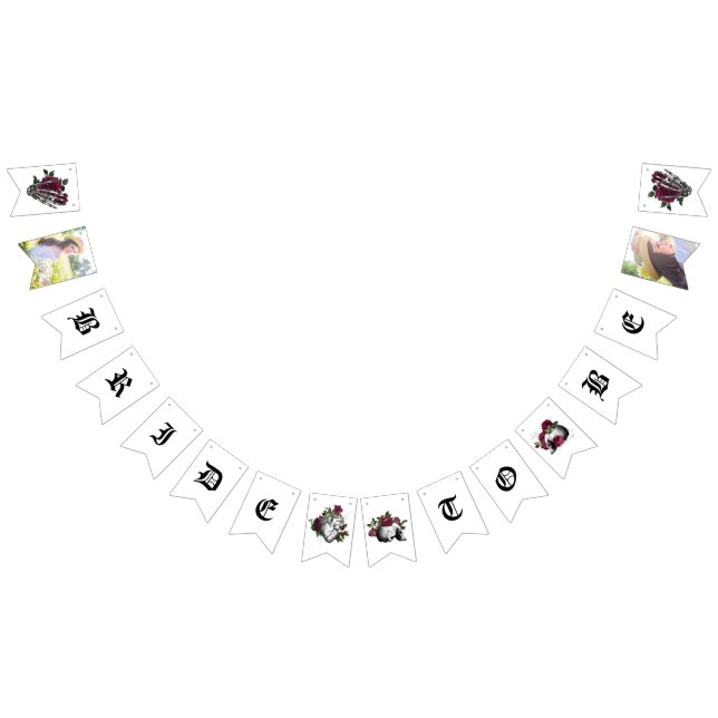 Whimsical Burgundy Blumengotik Brautparty Wimpelkette (Alle)