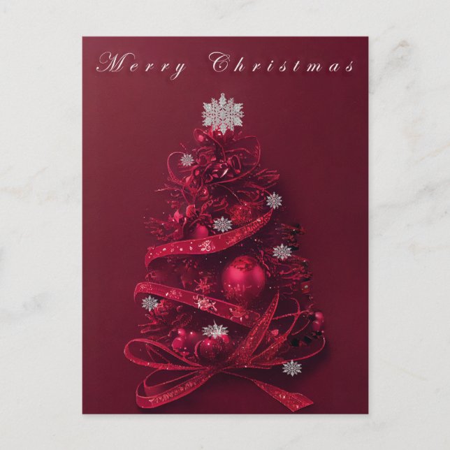 Whimsical Burgundy Weihnachtsbaum Postkarte (Vorderseite)