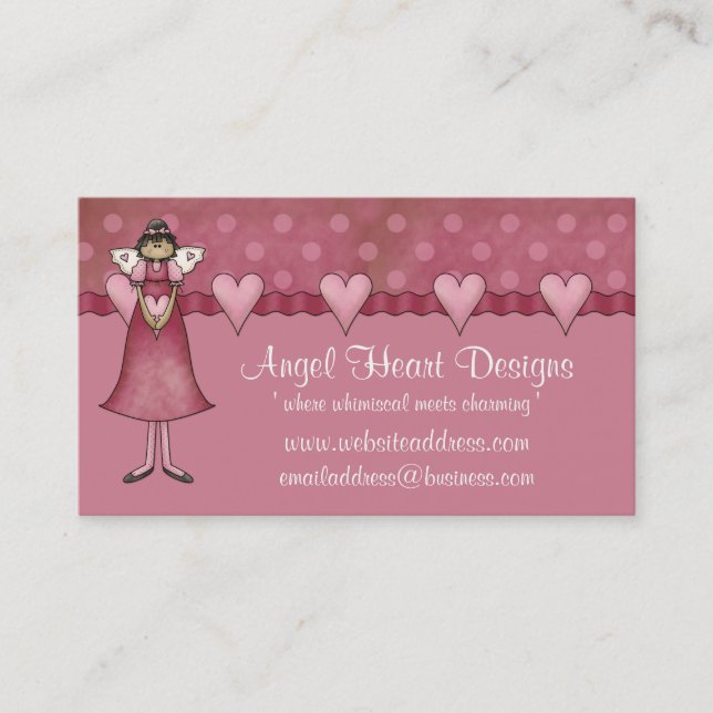 Whimsical Business Card :: Angel Heart Design Visitenkarte (Vorderseite)