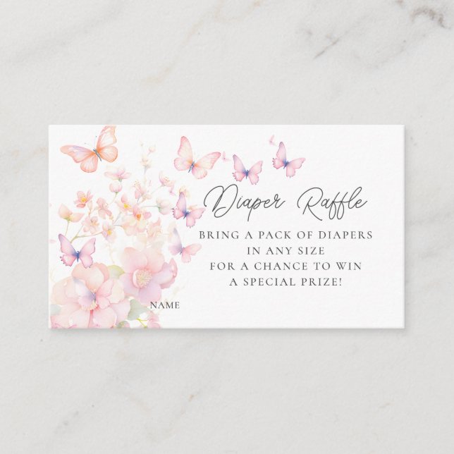 Whimsical Butterfets Diaper Raffle Begleitkarte (Vorderseite)