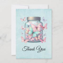 Whimsical Butterflies in a Jar Dankeskarte