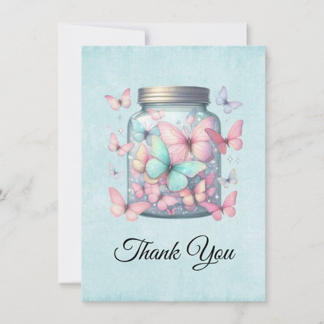 Whimsical Butterflies in a Jar Dankeskarte (Vorderseite)