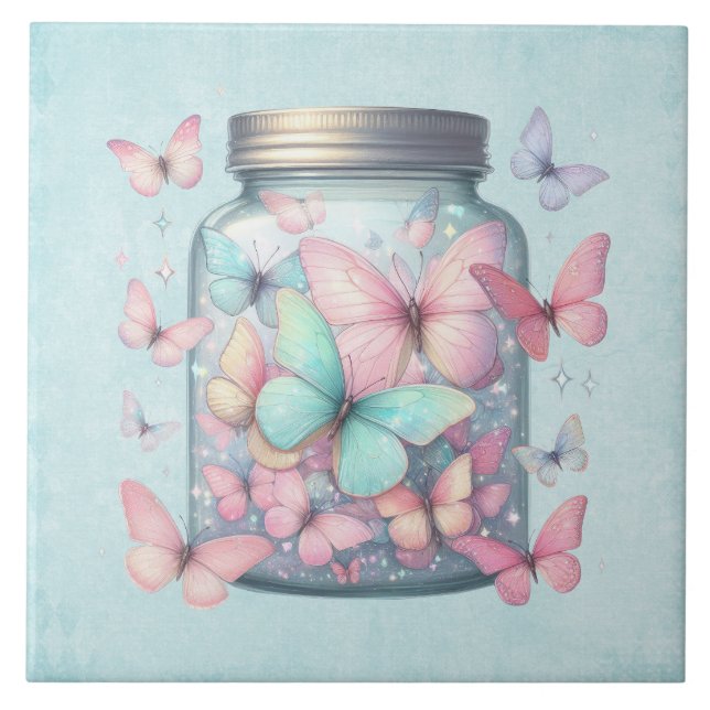 Whimsical Butterflies in a Jar Fliese (Vorderseite)