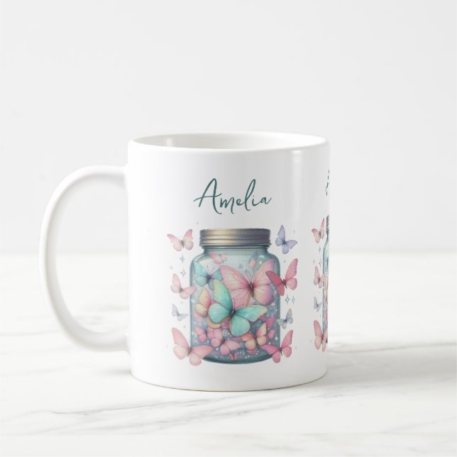 Whimsical Butterflies in a Jar Kaffeetasse (Links)