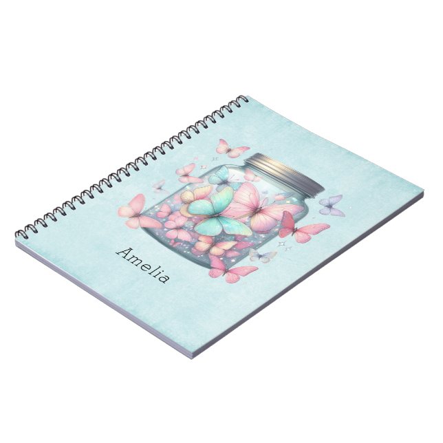 Whimsical Butterflies in a Jar Notizblock (Linke Seite)