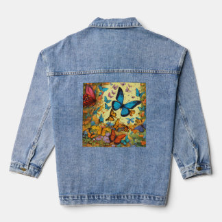 Whimsical Butterfly Detail Denim Jacket Jeansjacke