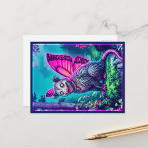 Whimsical Butterfly Flügel Opossum Fantasy Postkar Postkarte