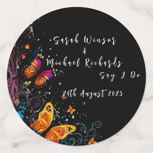 Whimsical Butterfly Garden Lapel Pin Konfetti (Groß Rückseite)