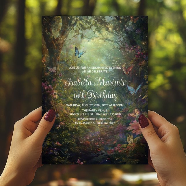 Whimsical Butterfly Garden verzaubert jede Veranst Einladung (Butterfly forest garden any event, birthday, prom, etc., invite. Simply add your event details.)